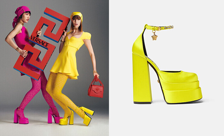 versace satin heels