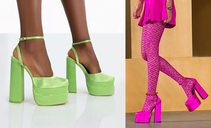 versace satin heels