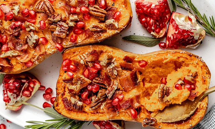 Butternut Squash with Pomegranate Seeds