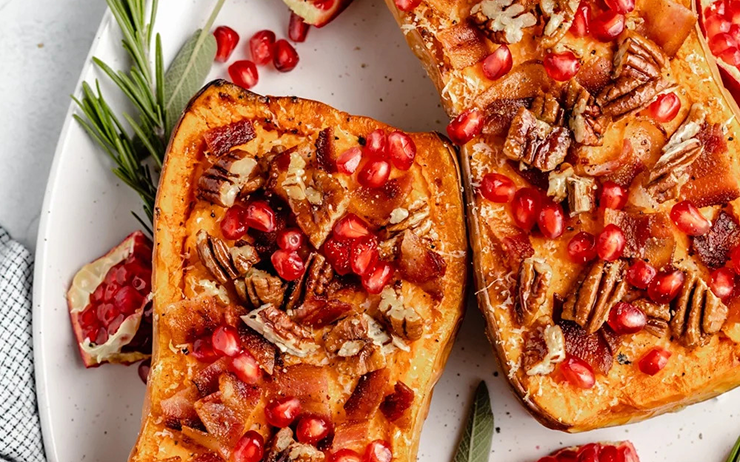 Butternut Squash with Pomegranate Seeds