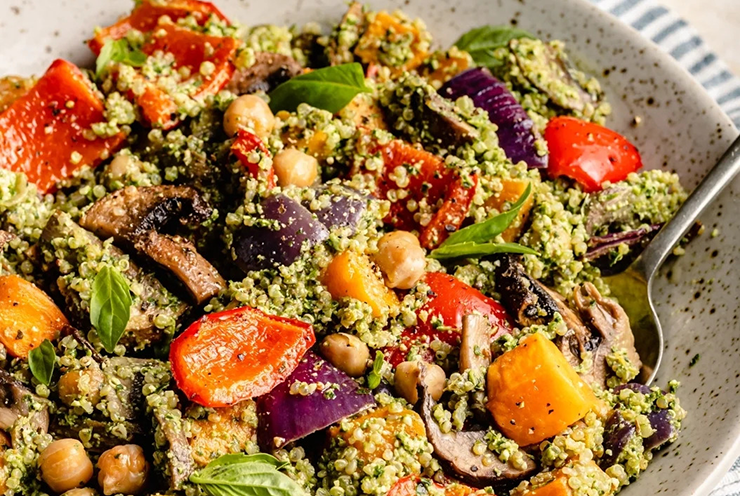 Chickpea Salad With Pesto and Quinoa