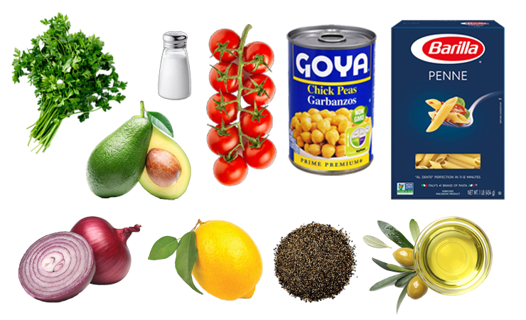 Pasta Salad With Chickpea, Avocado and Tomato